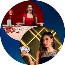 Ilustrasi ruang kasino online dengan dealer live